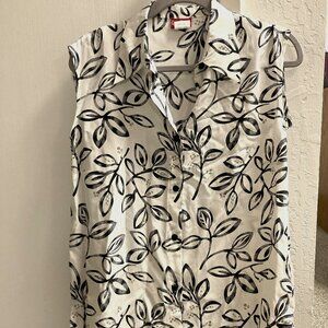 Gideon Oberson Floral Sleeveless Dress Collared
